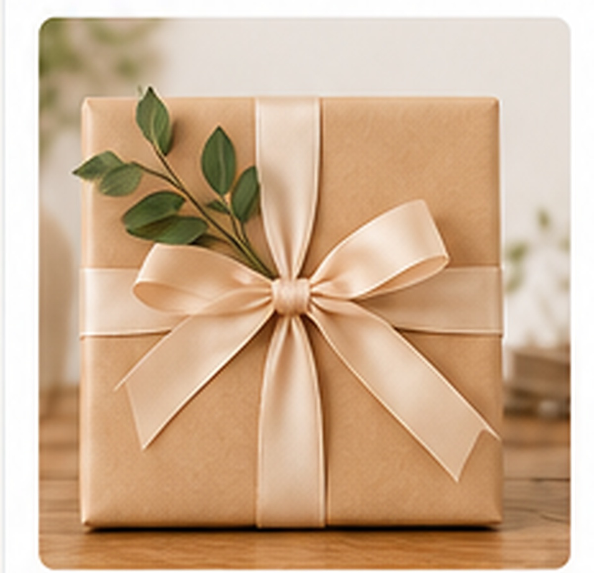 Clean wrapped gift with no QR code on the front